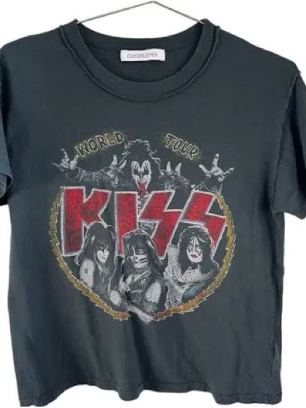 Daydreamer KISS Graphic Band Tee - Slate Blue with Red Logo - M - Picture 2 of 2